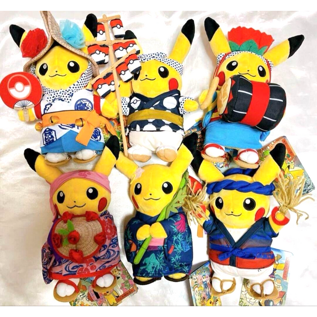 Pokemon Center Tohoku Exclusive - Pikachu Plush Collection (6 Plushes)